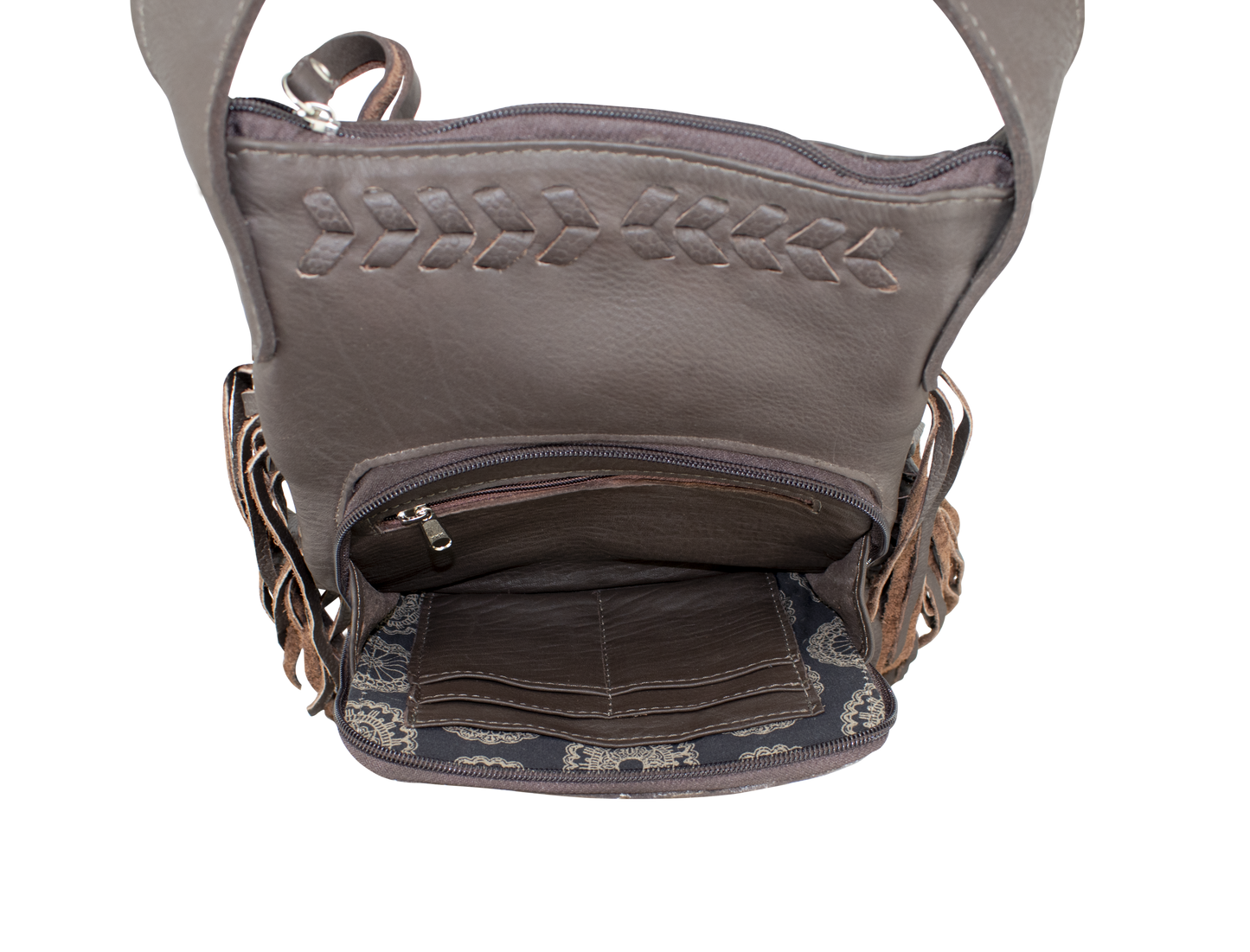 American West Handbags Leather Fringed Cowgirl Crossbody w/ Front Compartment choice of styles