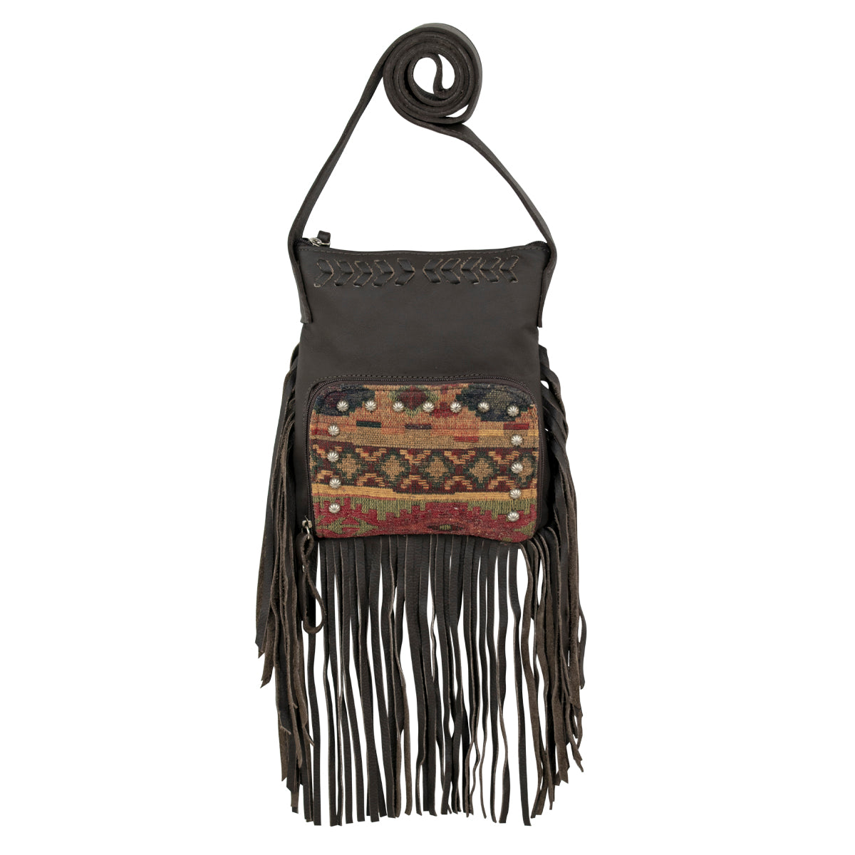 American West Handbags Leather Fringed Cowgirl Crossbody w/ Front Compartment choice of styles