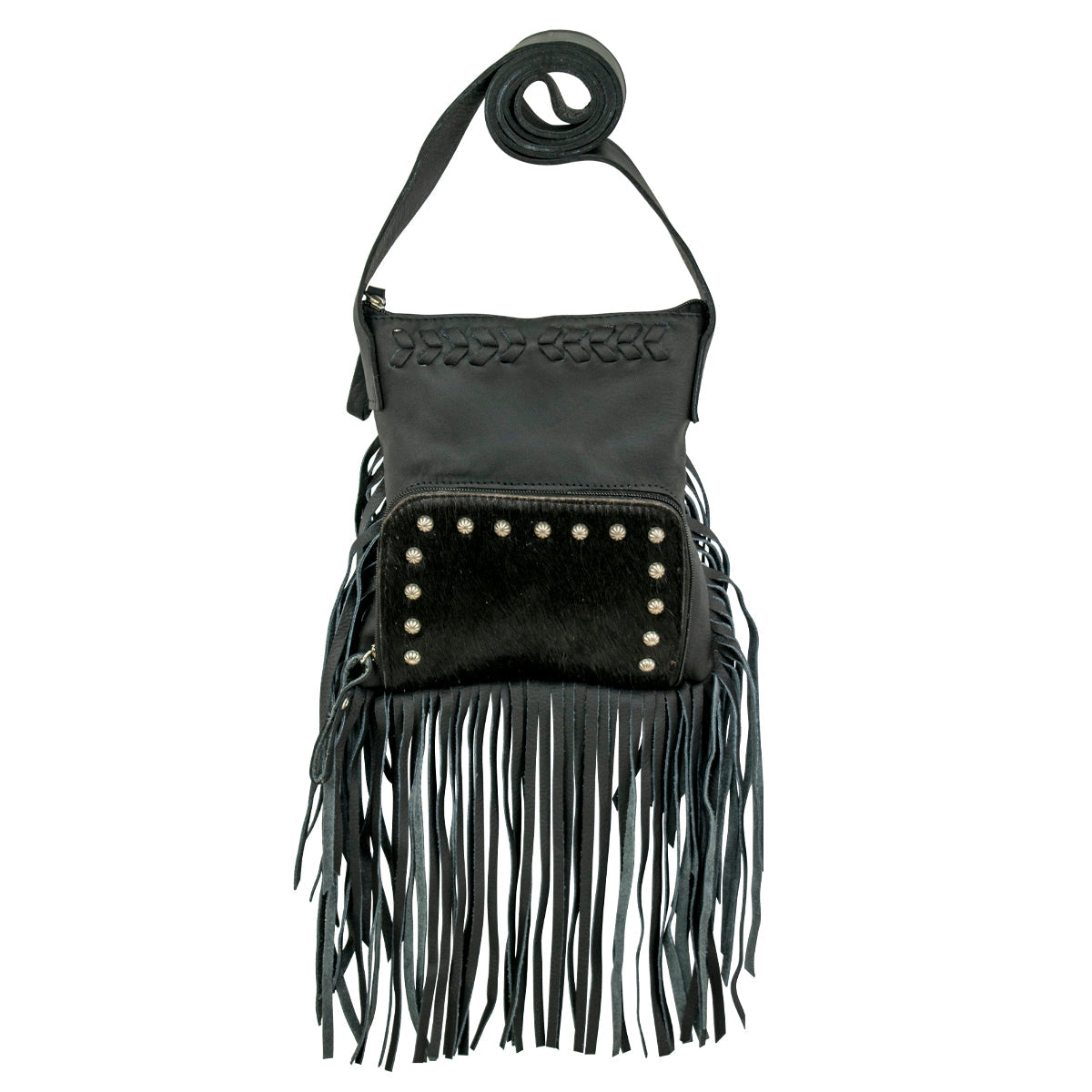 American West Handbags Leather Fringed Cowgirl Crossbody w/ Front Compartment choice of styles