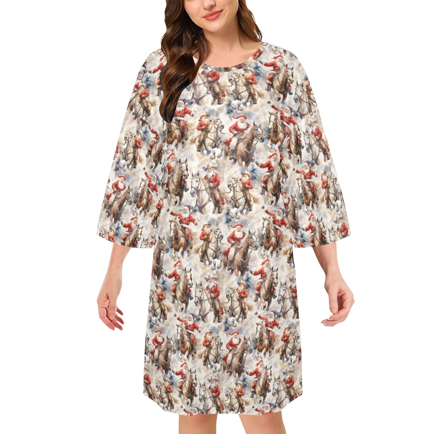 Western Cowboy Santa Women's Oversized Sleep Shirt
