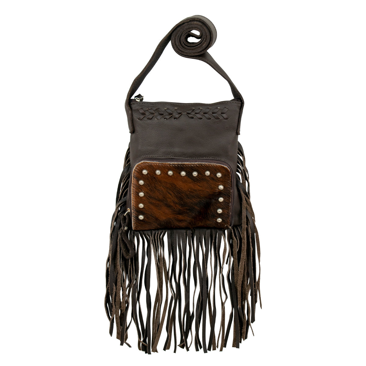 American West Handbags Leather Fringed Cowgirl Crossbody w/ Front Compartment choice of styles