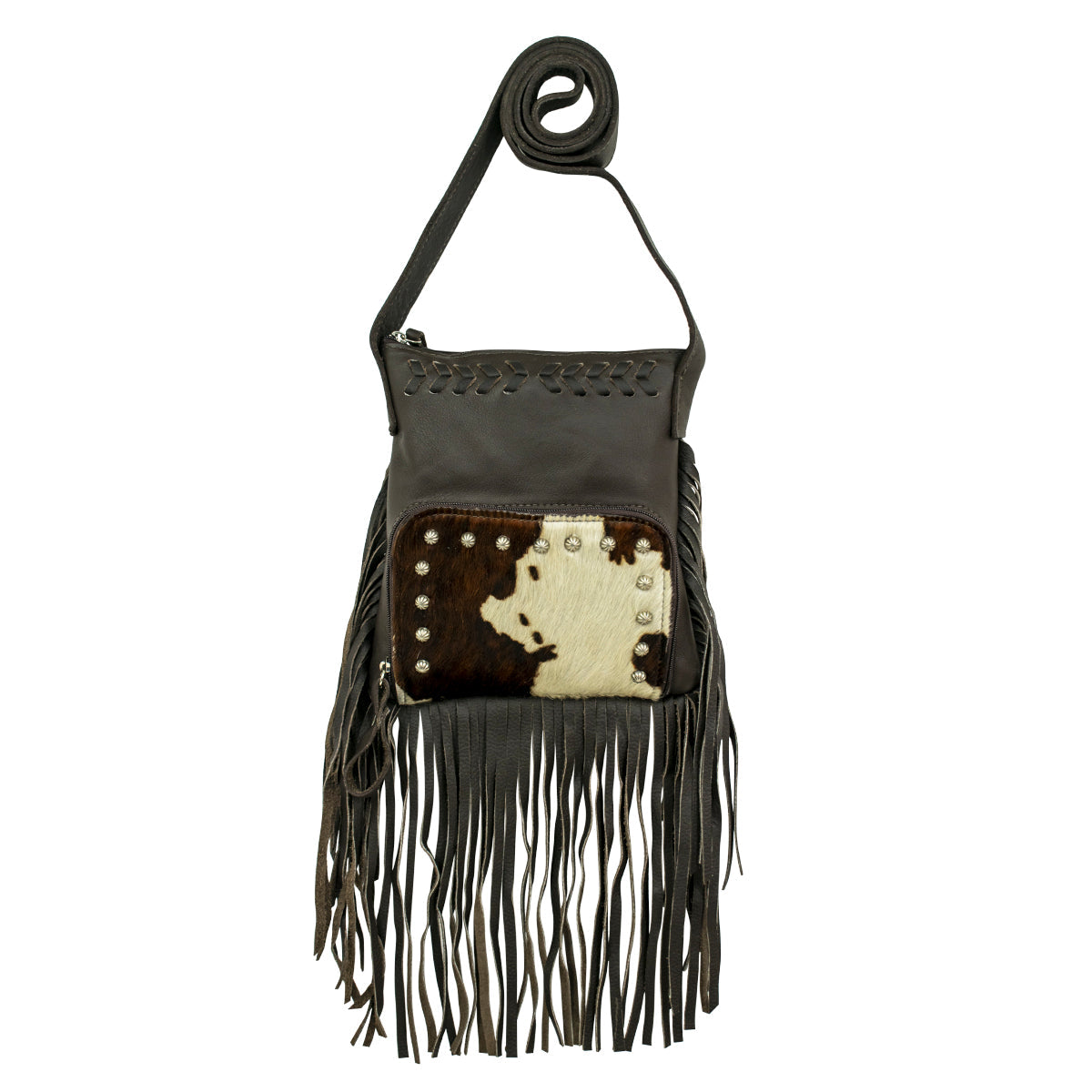 American West Handbags Leather Fringed Cowgirl Crossbody w/ Front Compartment choice of styles