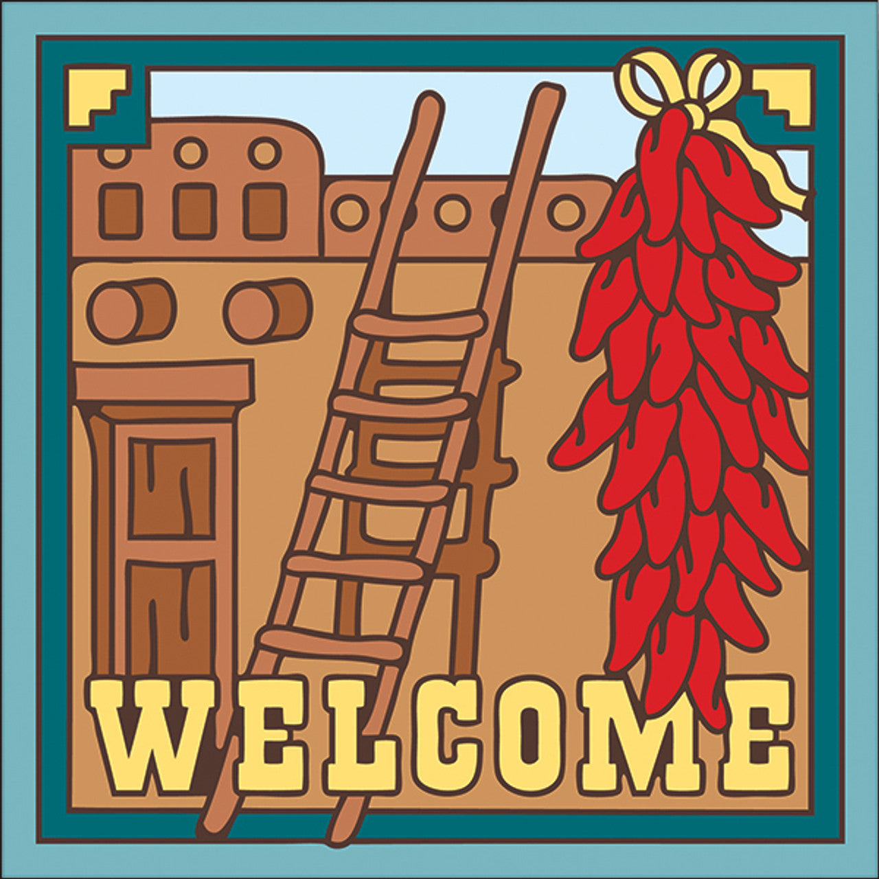 Welcome Chile Ristra with Pueblo Tile