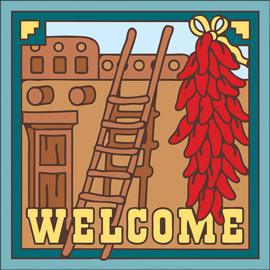 Welcome Chile Ristra with Pueblo Tile