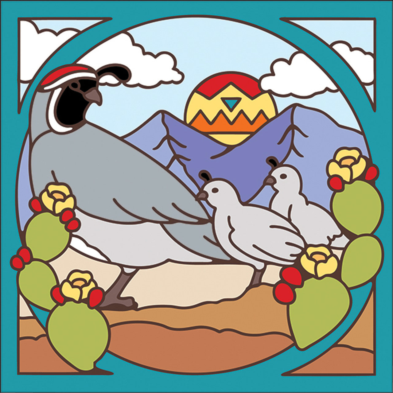 Quail Desert Scene Tile