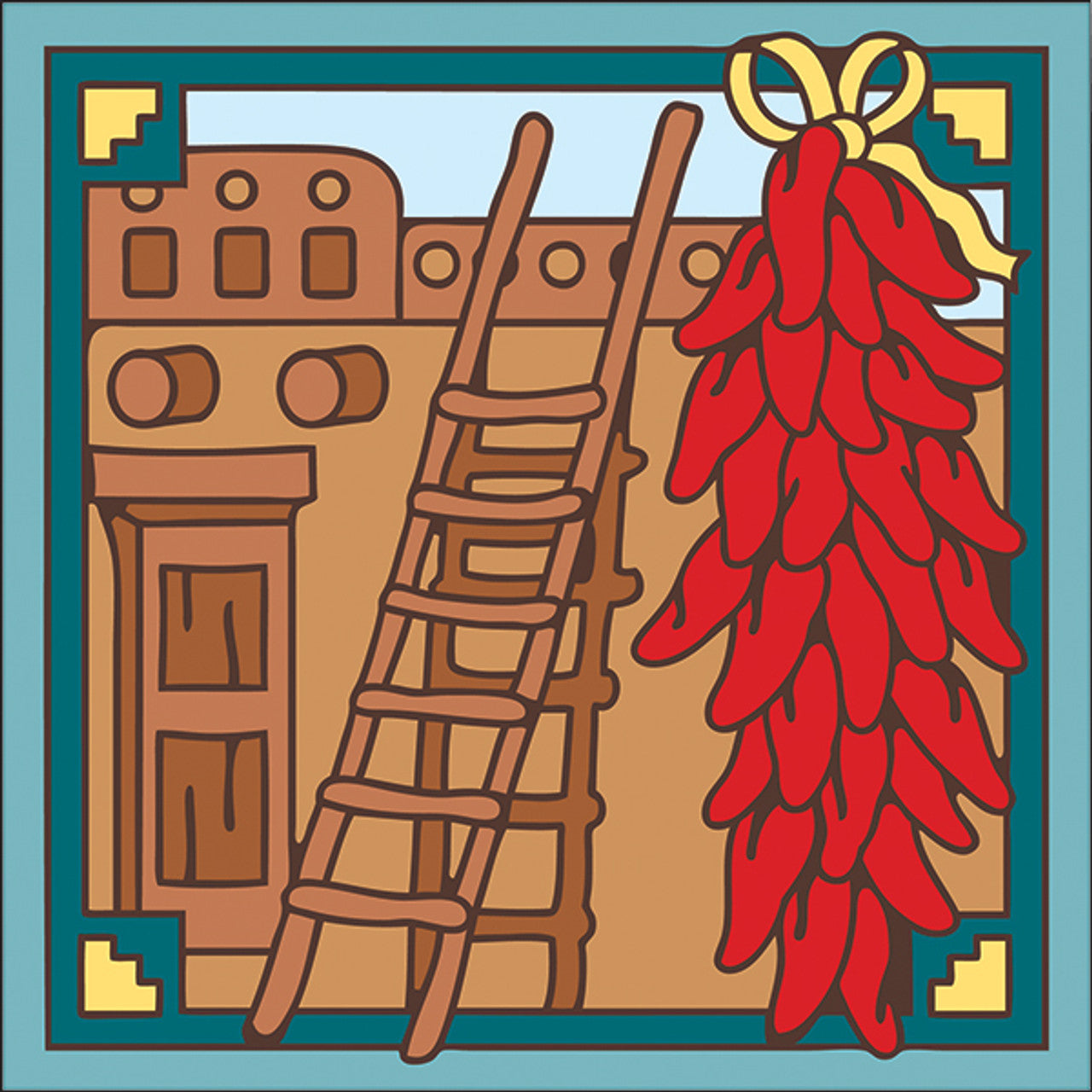 Chile Ristra with Pueblo Tile