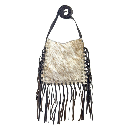 American West Handbags Fringed Cowgirl Messenger Crossbody w/ Hair-On Hide