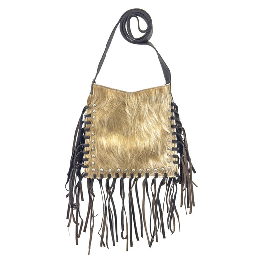 American West Handbags Leather Fringed Cowgirl Messenger Crossbody w/ Hair-On Hide