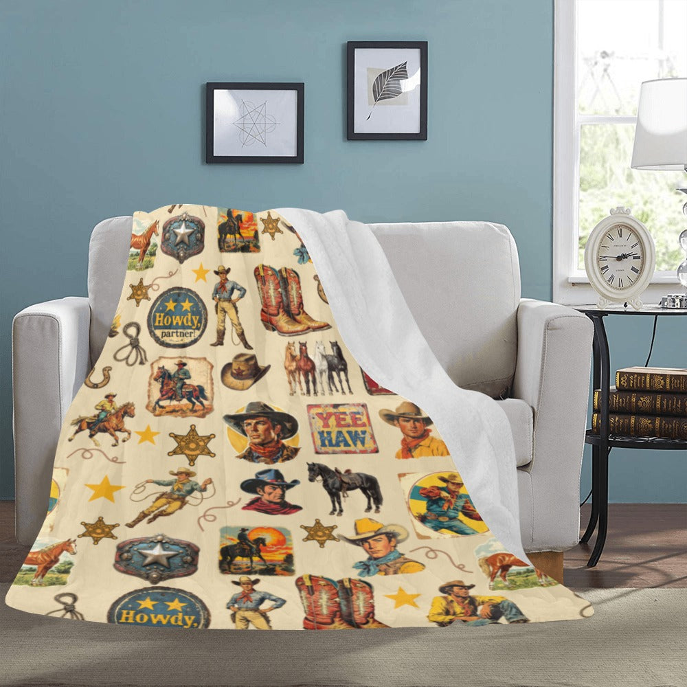 Cowboy Collage Ultra-Soft Micro Fleece Blanket 60" x 80" Made in America