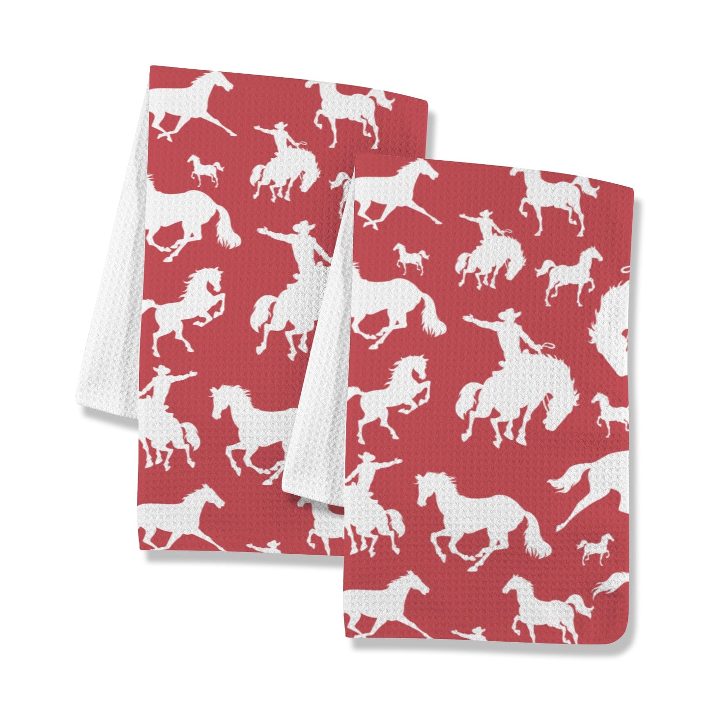 Red Rodeo Cowboy Set of 2 Dish Towels Made in America
