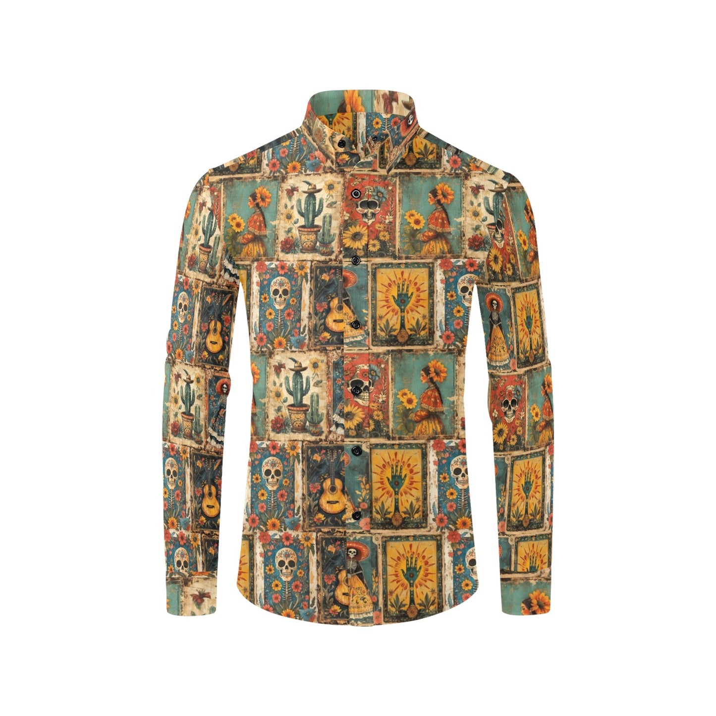Colores de Mexico Dia de Los Muertes Button Up Shirt