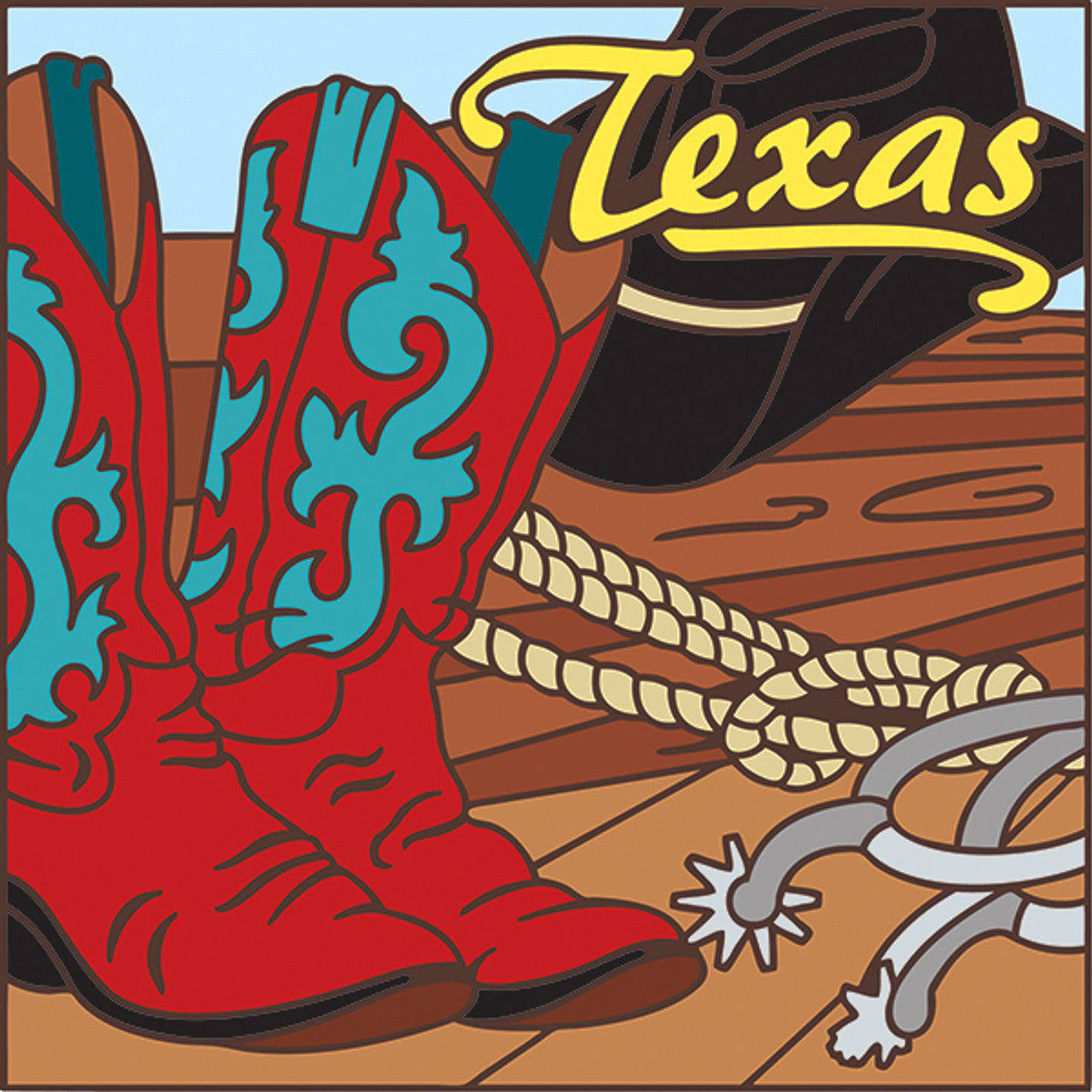 Texas Boots, Hat and Rope Tile