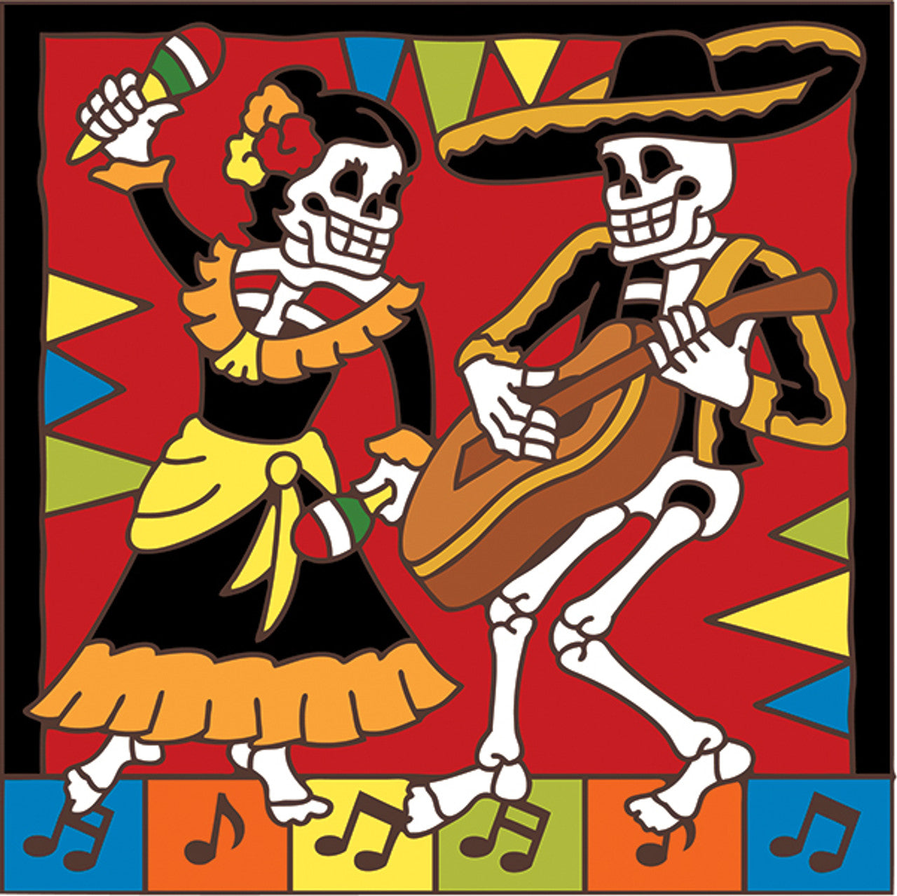 Day of the Dead Mariachi and Dancer Tile
