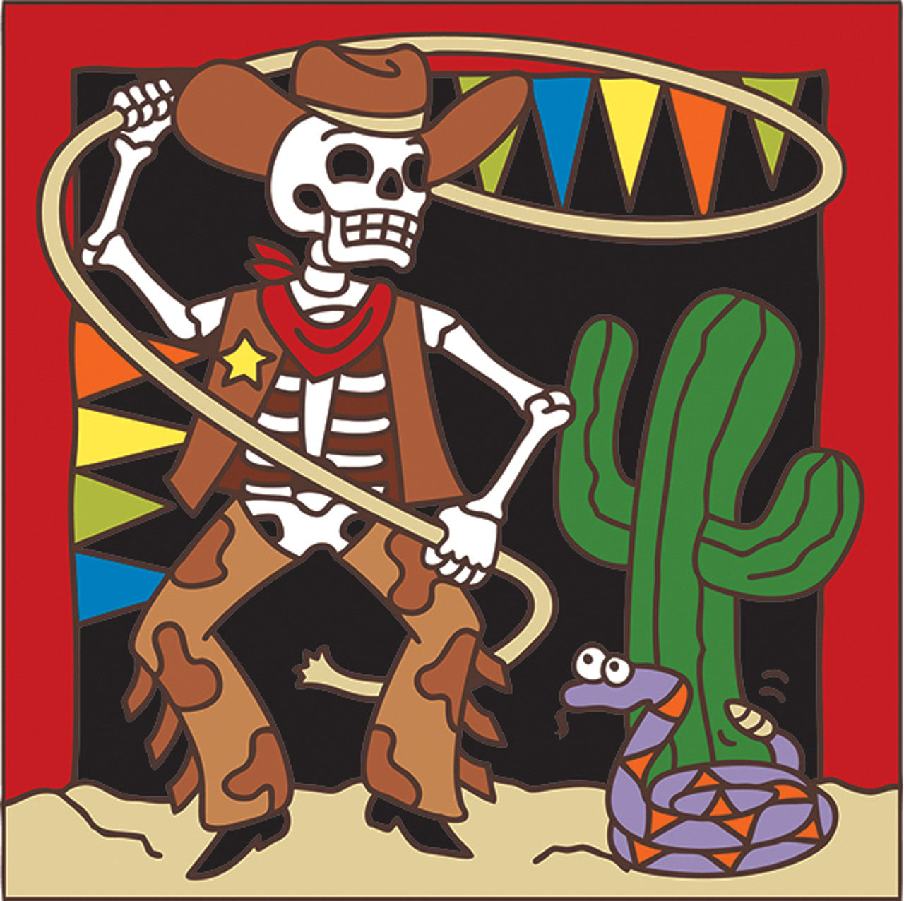 Day of the Dead Cowboy and Rope Tile