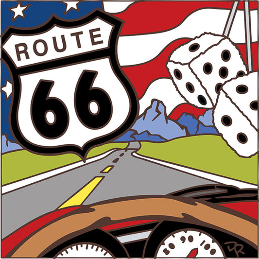 Route 66 Dashboard Fuzzy Dice Tile
