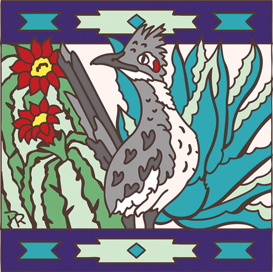 Roadrunner with Cactus Tile
