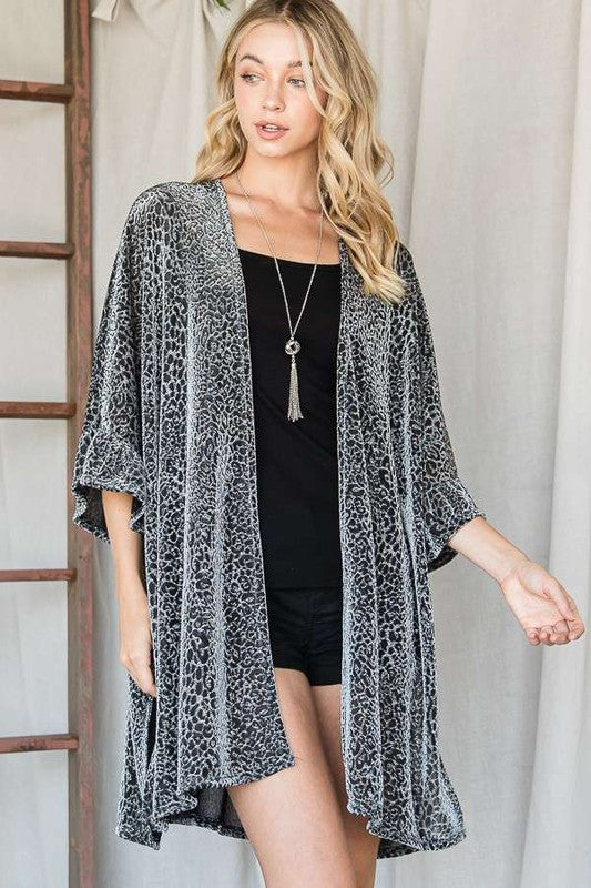 Metallic Leopard Print Kimono Duster Made in USA