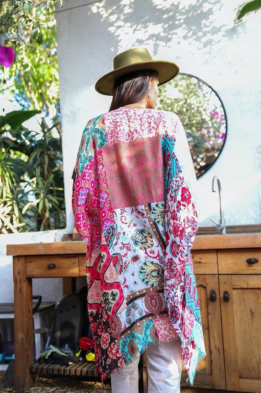 Boho Floral Patchwork Kimono choice of colors