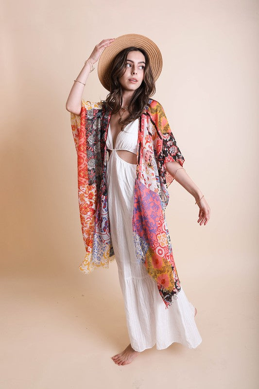 Boho Floral Patchwork Kimono choice of colors