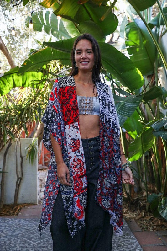 Boho Floral Patchwork Kimono choice of colors