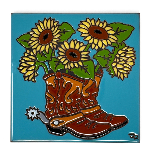 Boots with Sunflowers Tile