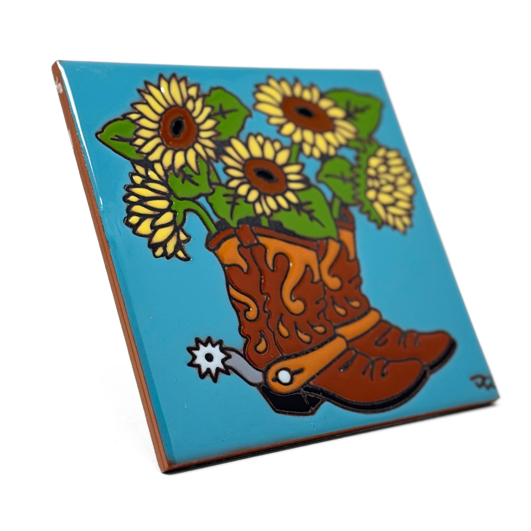 Boots with Sunflowers Tile