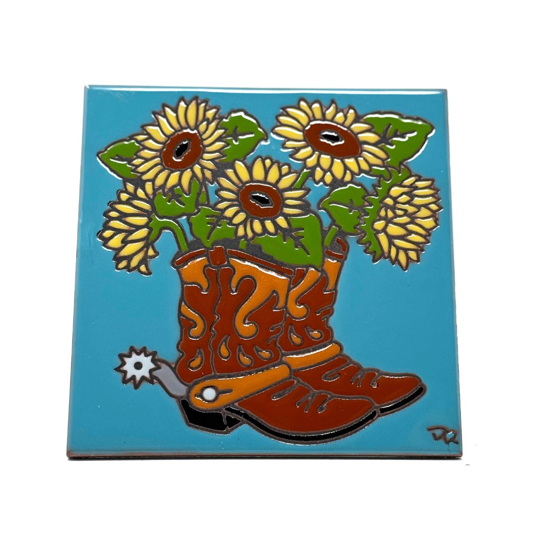 Boots with Sunflowers Tile