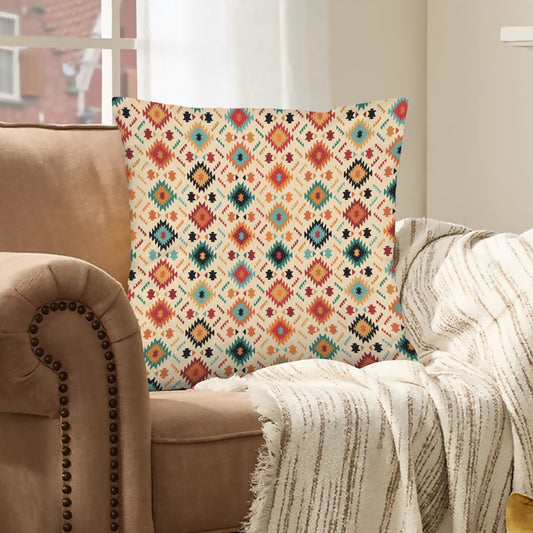 Cream Aztec Velvet Soft Throw PIllow Case Made in America