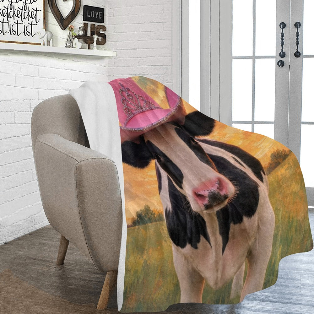 Baha Ranch Cowgirl Cow Ultra Soft Minky Fleece 60" x 80" Throw Blanket Made in America