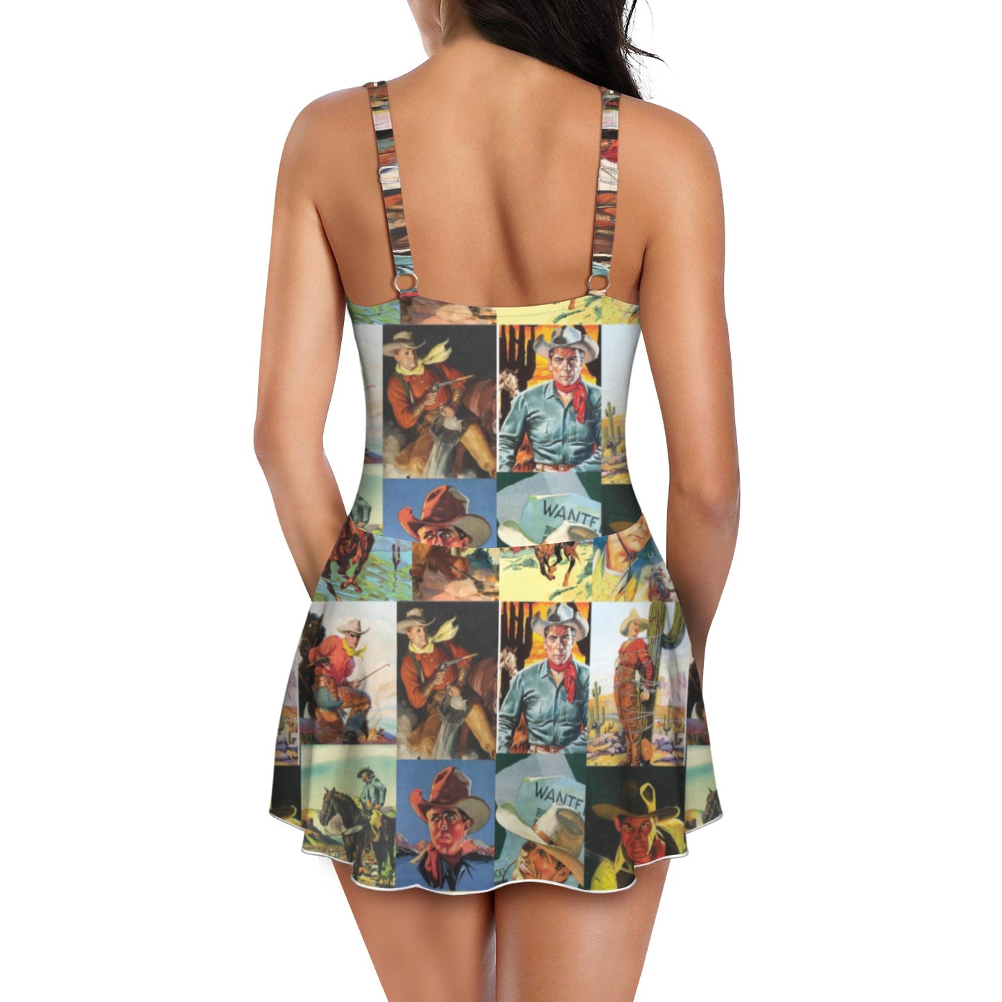 Vintage Cowboy Skirted Swimsuit