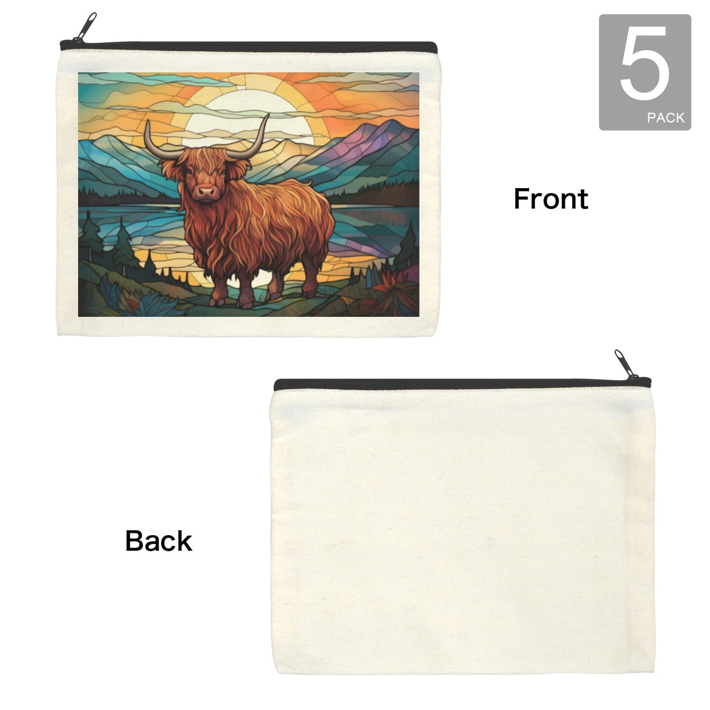 Stained GlasHighland Cosmetic Bag Pack of 5 Made in America