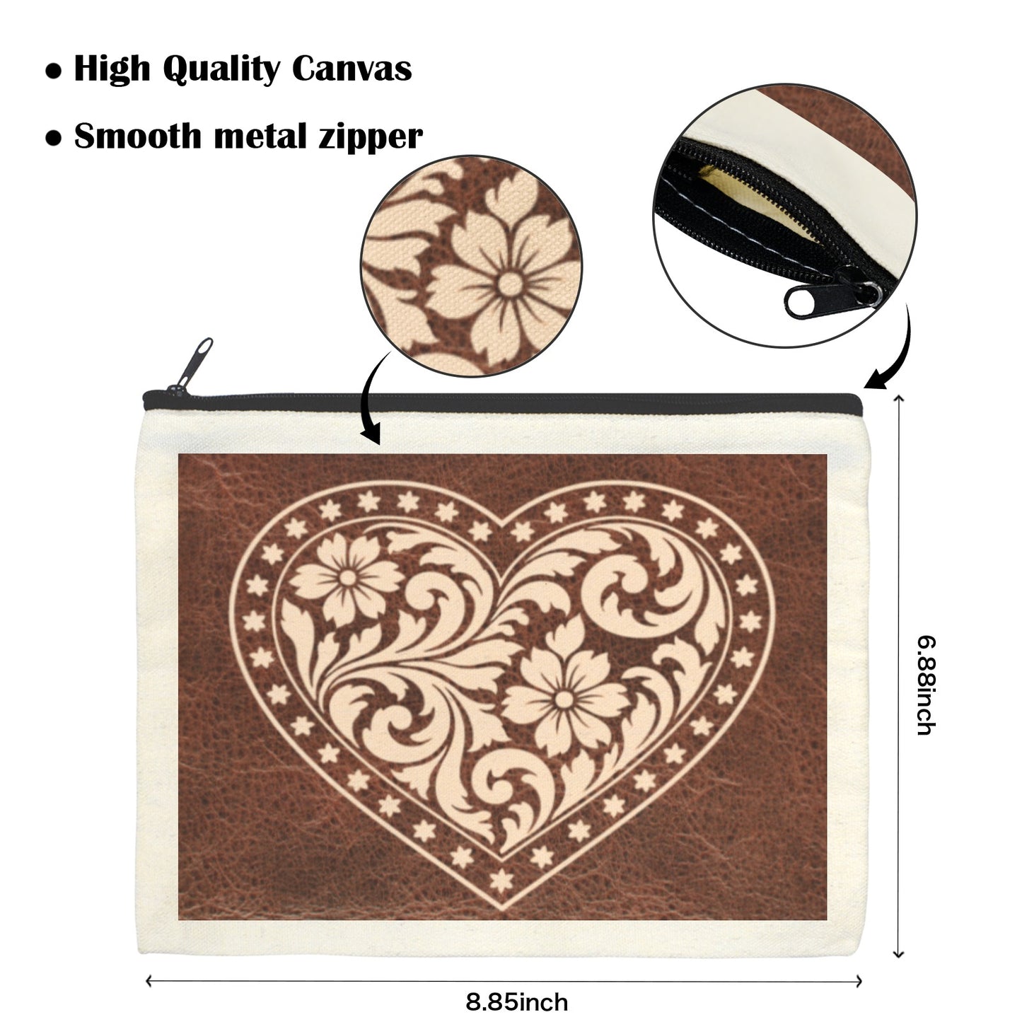 Tooled Heart pack of 5 bags Cosmetic Bag Made in America