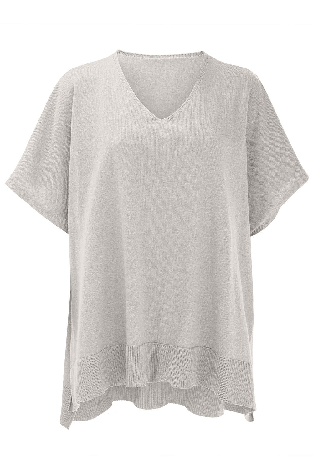 Slit V-Neck Half Sleeve Knit Top choice of colors