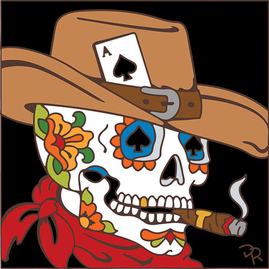 Day of the Dead Cowboy Sugar Skull Tile