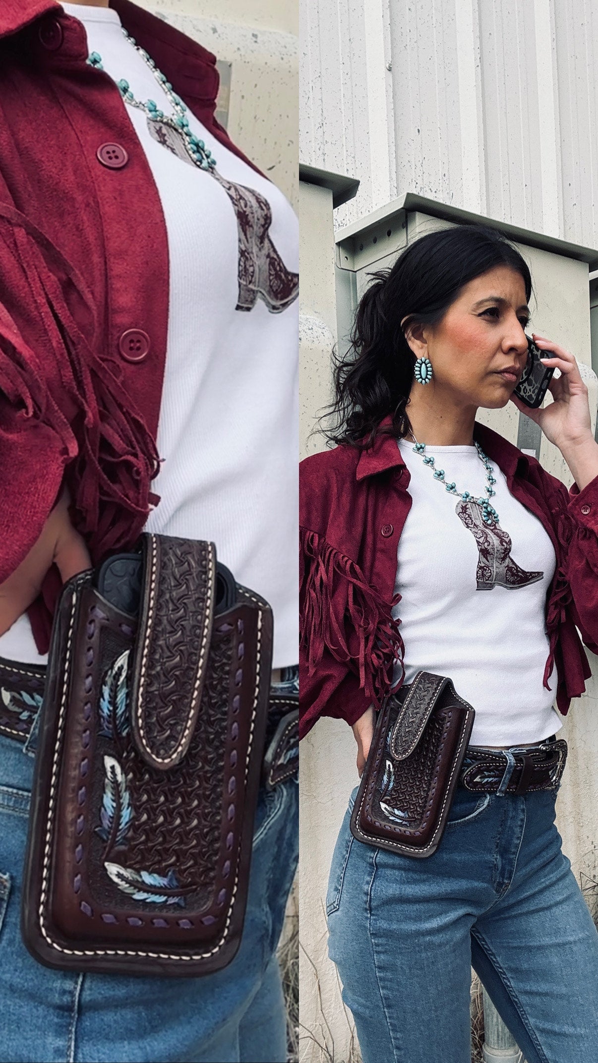 Alamo Saddlery Feather Cell Phone Holster