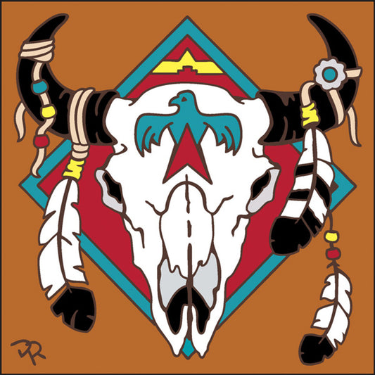 Native American Steer Skull Tile