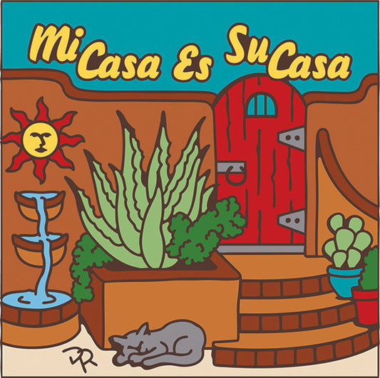 Mi Casa es Su Casa - Cactus Garden Gate with Cat Tile