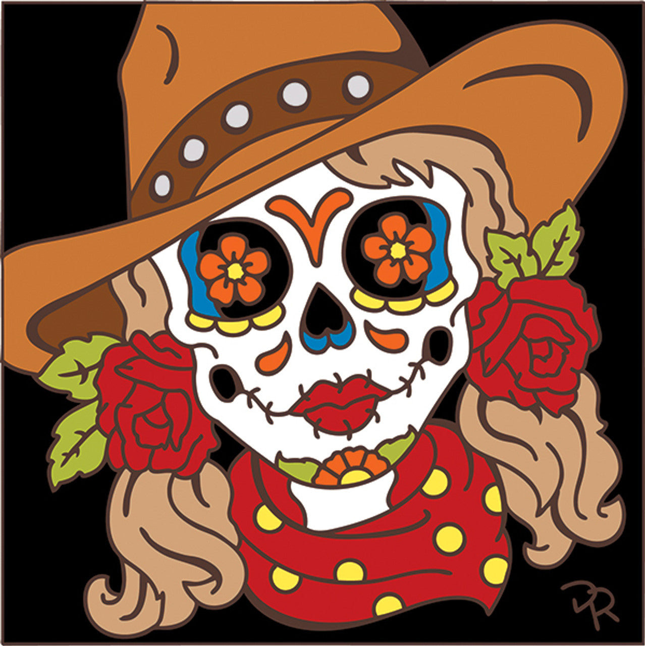 Day of the Dead Cowgirl Tile