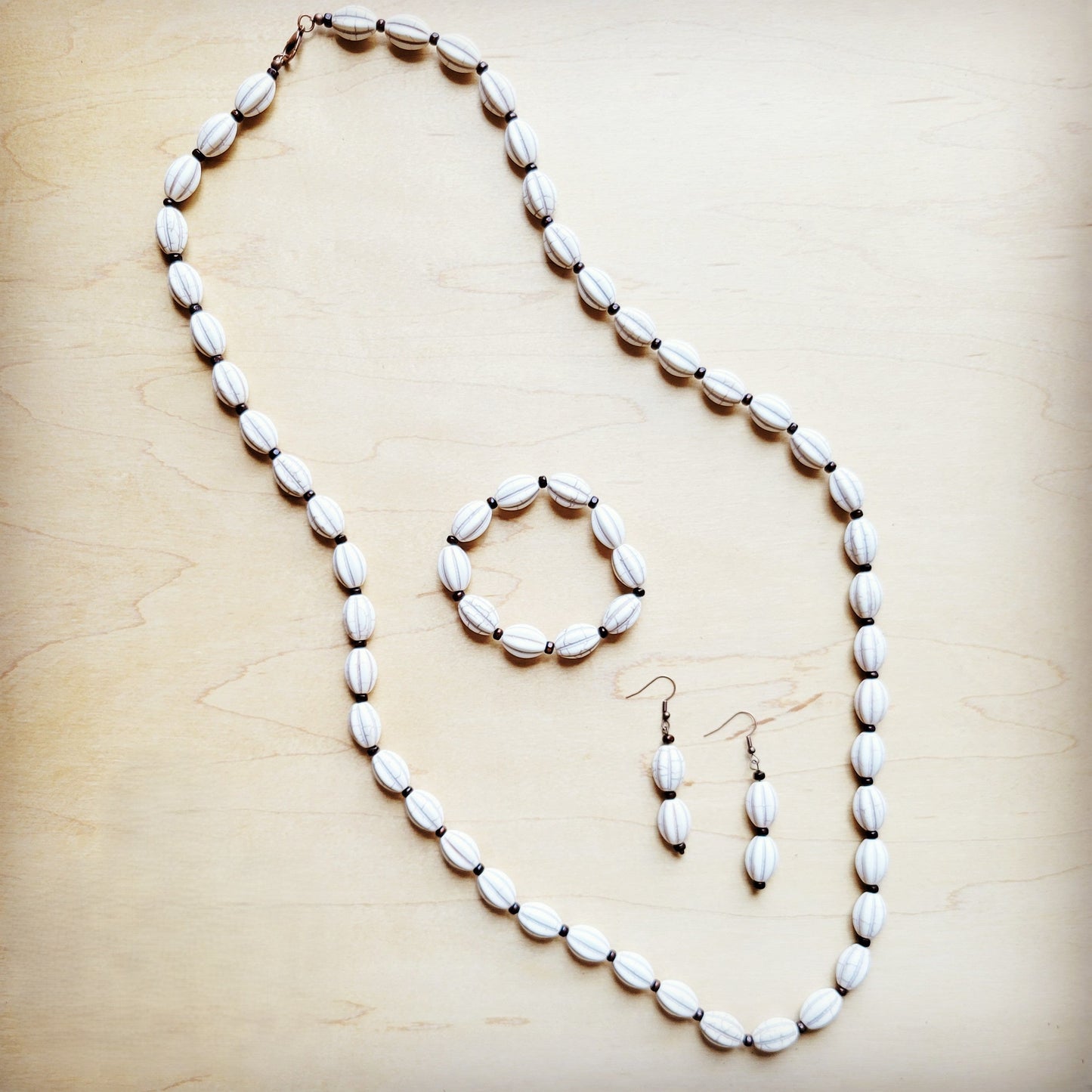 The Jewelry Junkie **White Turquoise Melon Bead Earrings 220y