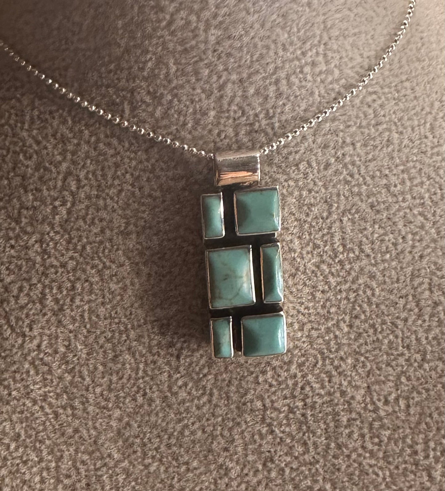 Medium Turquoise Mosaic Pendant Necklace