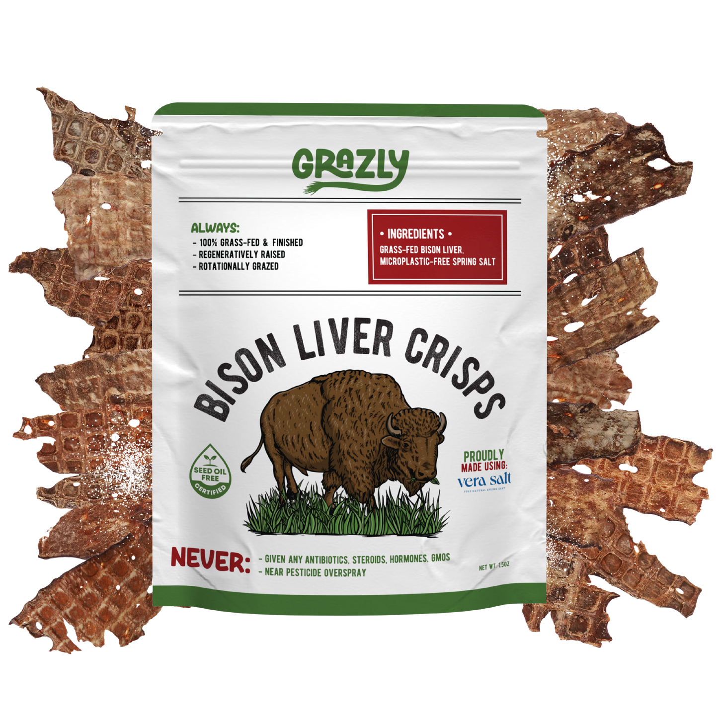 Grazly Bison Liver Crisps - 100% Grass-Fed/Finished