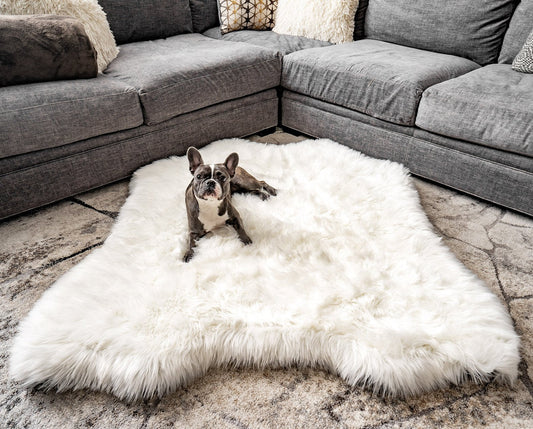 PupRug™ Animal Print Memory Foam Dog Bed - Polar Bear Faux Hide