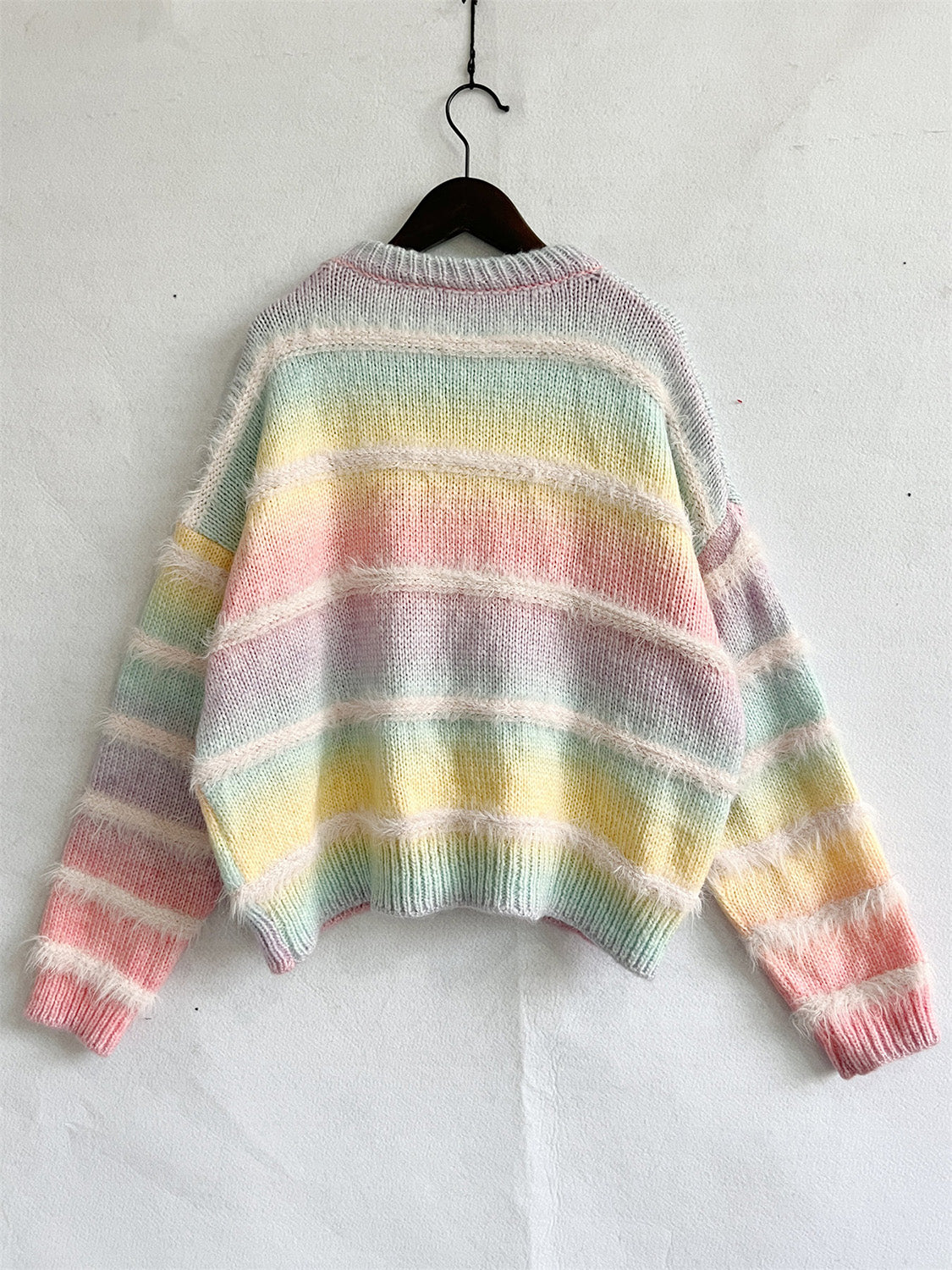 Striped Round Neck Long Sleeve Sweater choice of colors