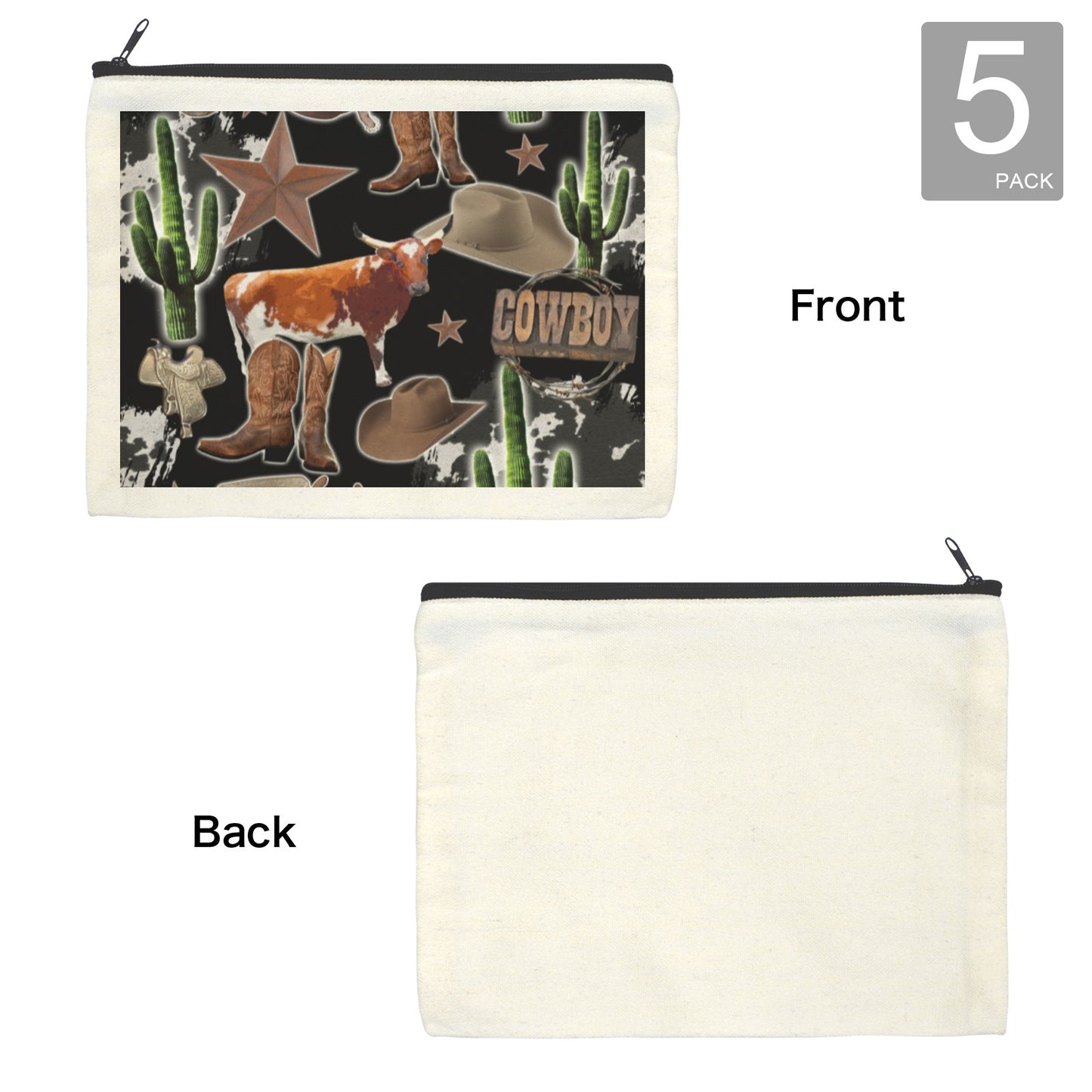 Baha Ranch Western Cosmetic Bag Pack of 5 Made in America