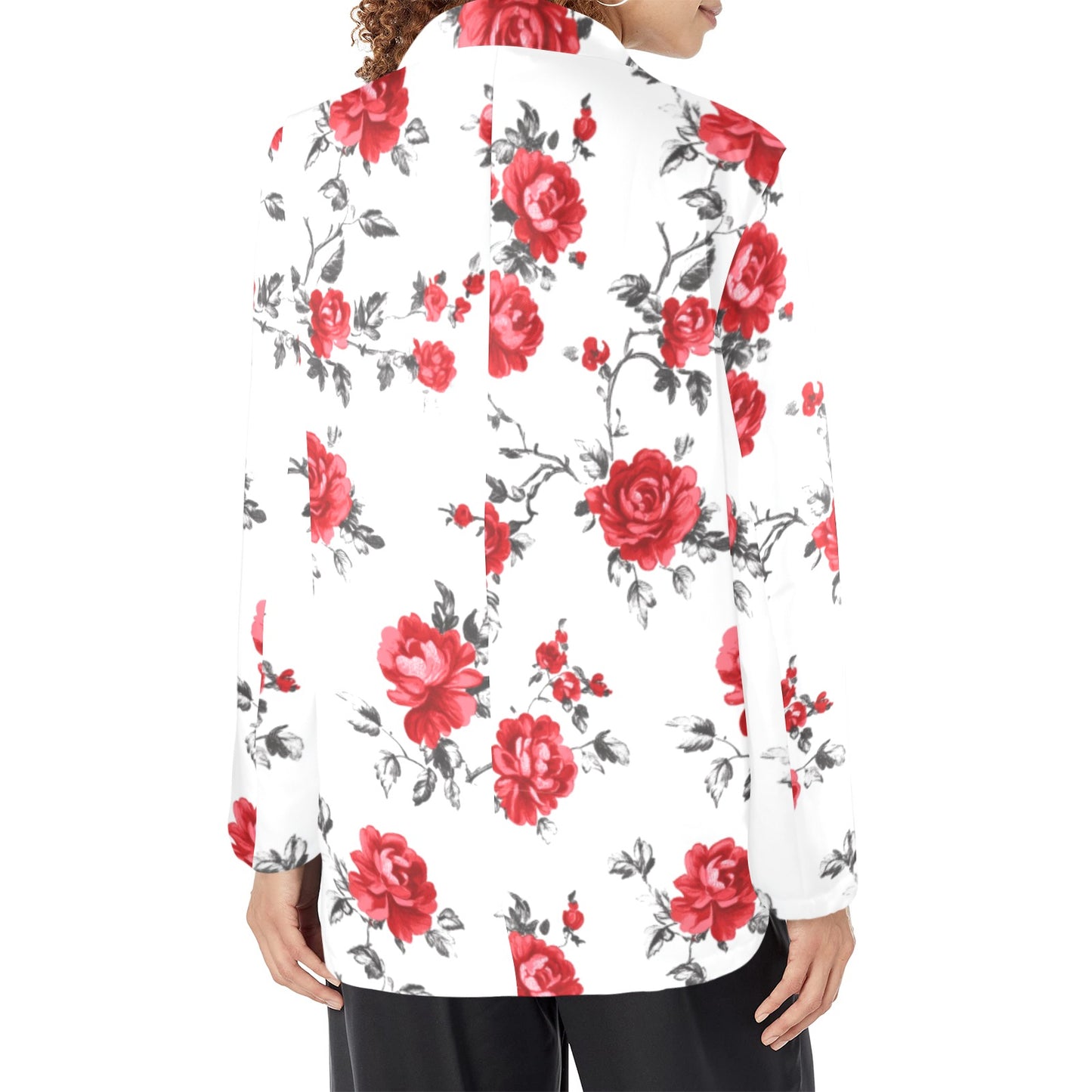 Mexican Red Rose Floral Blazer