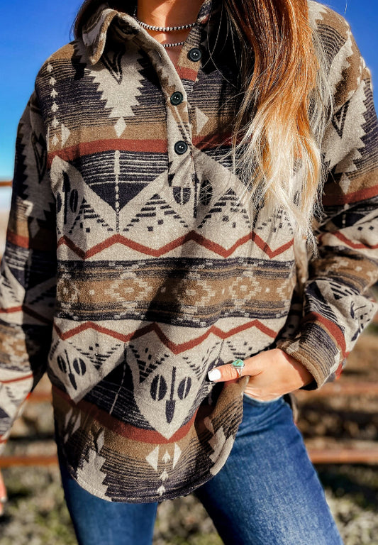 Southwest Aztec Long Sleeve Sweatshirt