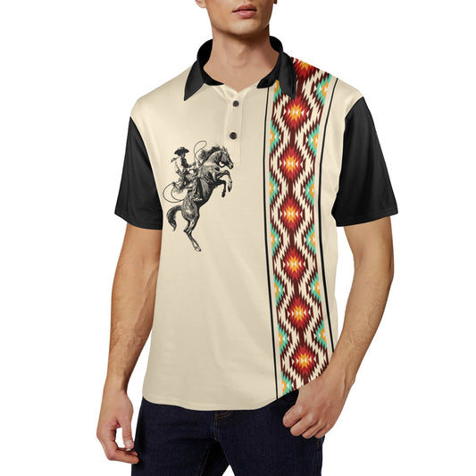 Baha Ranch Aztec Rodeo Polo Style Shirt