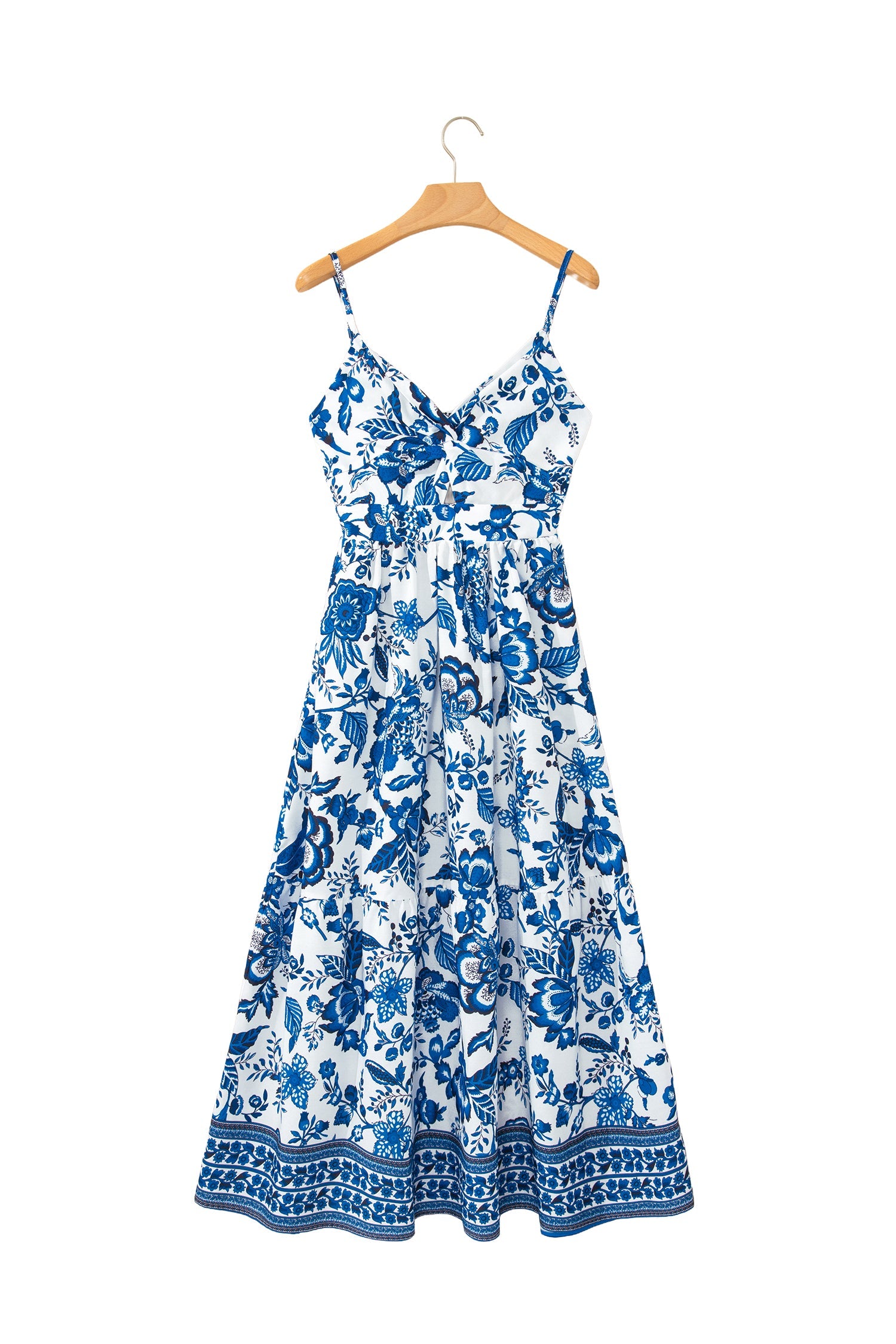 Sunny Angela Women's Twisted Bust Backless Floral Spaghetti Strap Maxi Dress - Sunny Angela Sky Blue / XL Sunny Angela Women's Twisted Bust Backless Floral Spaghetti Strap Maxi Dress - Sunny Angela Sky Blue / XL