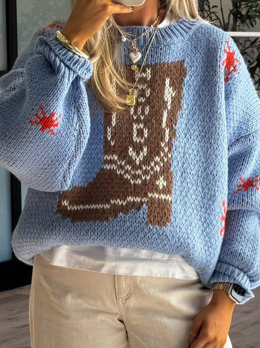 Howdy Boot Pattern Sweater