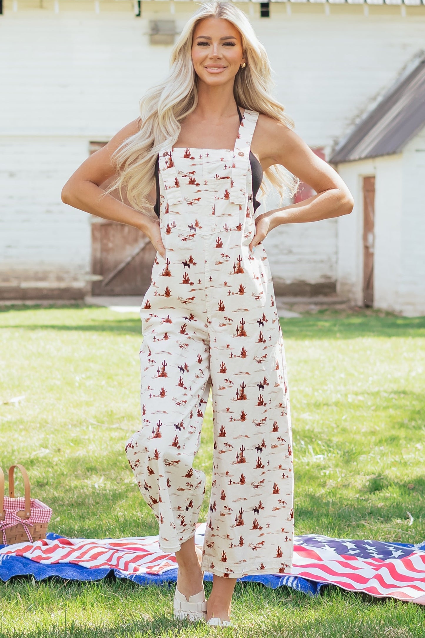Western Adjustable Buttoned Strap Dungaree Jumpsuit